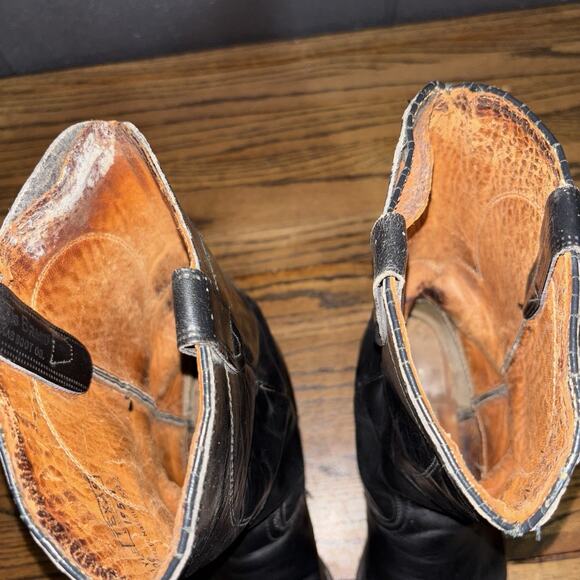 Vintage Texas Boots 8300 Black Leather Cowboy Western Boots Men’s 8 D Made USA - Picture 7 of 8